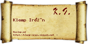 Klemp Irén névjegykártya